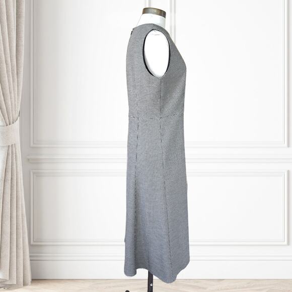 ANN TAYLOR Houndstooth Sleeveless A-line Midi Dress Size 8 Black & White - Picture 3 of 7